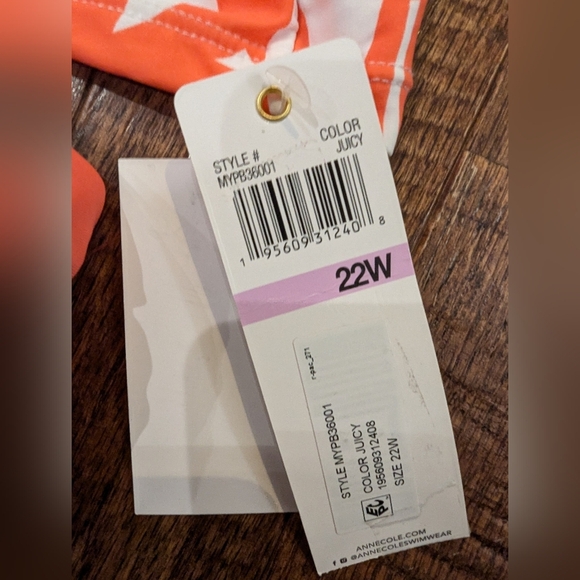 NWT floral Tankini and coral convertible swim bottom Anne Cole size 22W or 24W - Picture 10 of 15